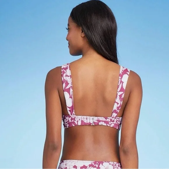 Xhilaration Juniors' Ribbed Knot-Front Bralette Bikini Top Medium Size - Picture 2 of 15